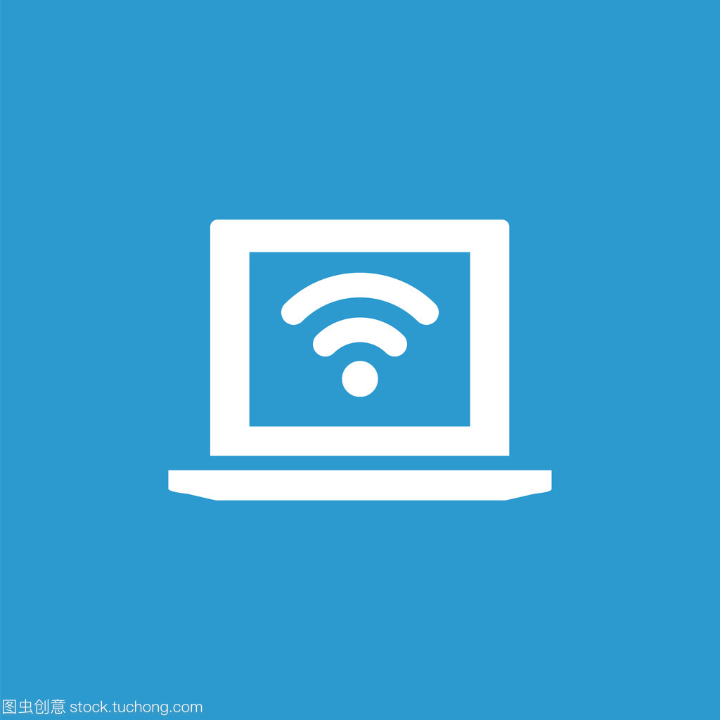 wifi 上网笔记本电脑图标,孤立的、 白色的蓝色艾菲尔