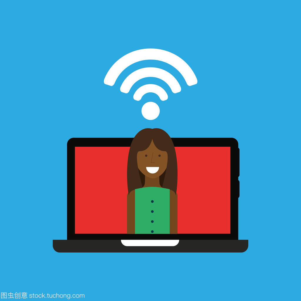 女人的笔记本电脑 wifi 上网图标图形