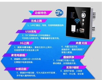 墙壁式嵌入式路由器 酒店AP与USB充电的创新融合